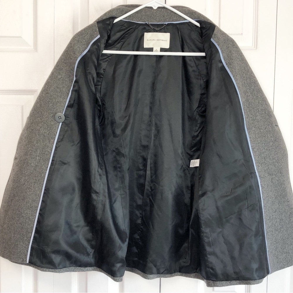 Banana Republic Preppy Gray Wool Blend Double Breasted Peacoat Small - Picture 12 of 16